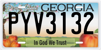 GA license plate PYV3132