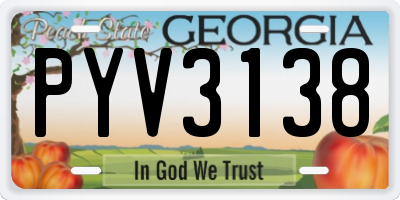GA license plate PYV3138