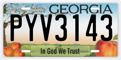 GA license plate PYV3143