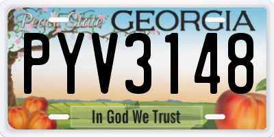 GA license plate PYV3148