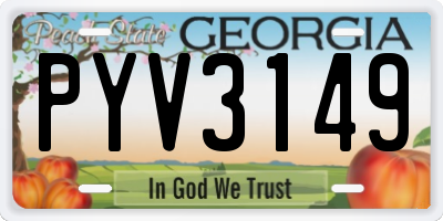GA license plate PYV3149