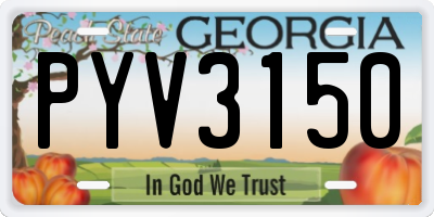 GA license plate PYV3150