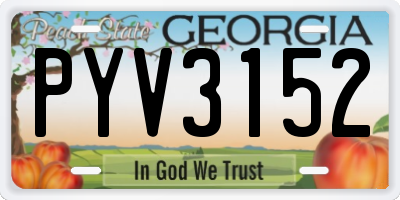 GA license plate PYV3152