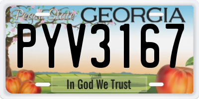 GA license plate PYV3167