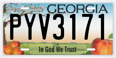 GA license plate PYV3171
