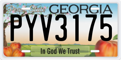 GA license plate PYV3175