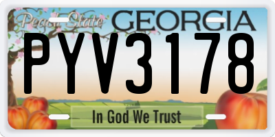 GA license plate PYV3178