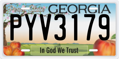GA license plate PYV3179