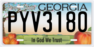 GA license plate PYV3180