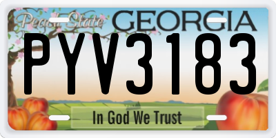 GA license plate PYV3183
