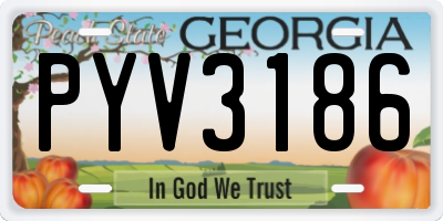 GA license plate PYV3186