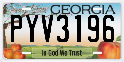 GA license plate PYV3196