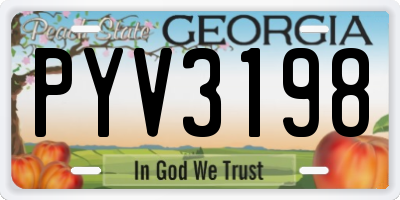 GA license plate PYV3198