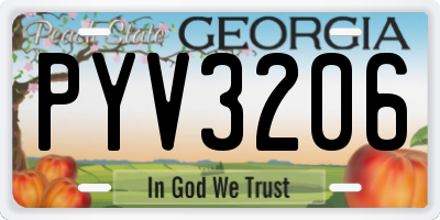 GA license plate PYV3206