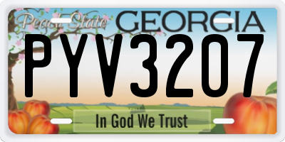 GA license plate PYV3207