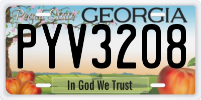 GA license plate PYV3208