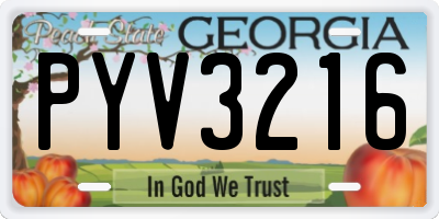GA license plate PYV3216