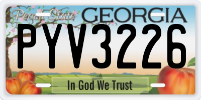 GA license plate PYV3226