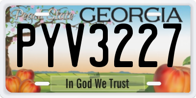 GA license plate PYV3227