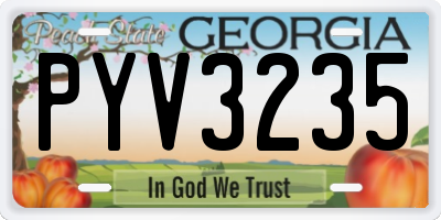 GA license plate PYV3235