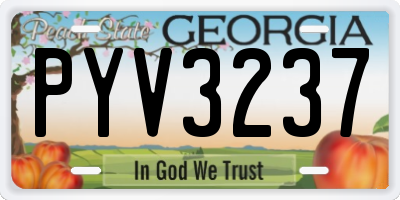 GA license plate PYV3237