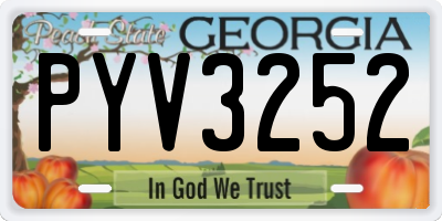 GA license plate PYV3252