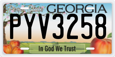 GA license plate PYV3258