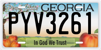 GA license plate PYV3261