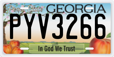 GA license plate PYV3266