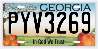 GA license plate PYV3269