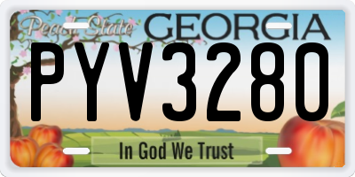 GA license plate PYV3280