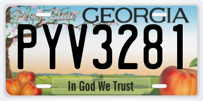 GA license plate PYV3281
