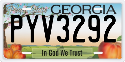 GA license plate PYV3292