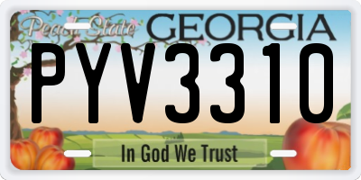 GA license plate PYV3310