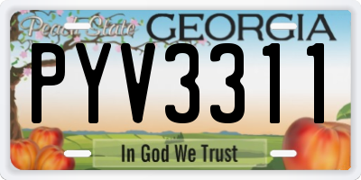GA license plate PYV3311