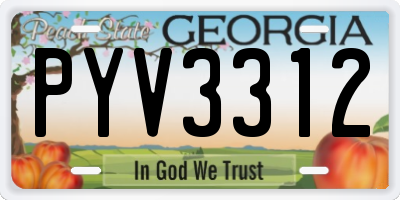 GA license plate PYV3312