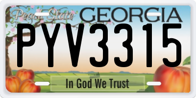 GA license plate PYV3315