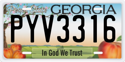 GA license plate PYV3316