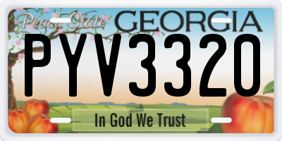 GA license plate PYV3320