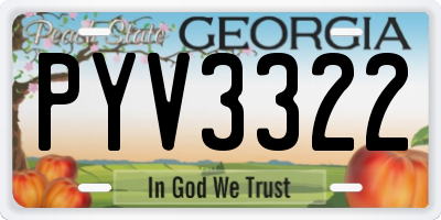 GA license plate PYV3322