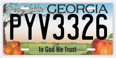 GA license plate PYV3326