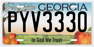 GA license plate PYV3330