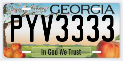 GA license plate PYV3333