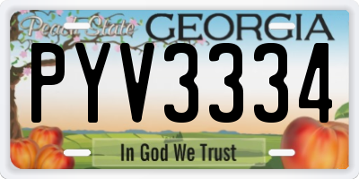 GA license plate PYV3334