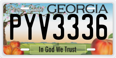 GA license plate PYV3336