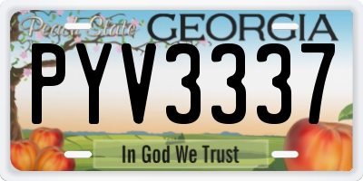 GA license plate PYV3337