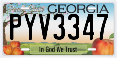 GA license plate PYV3347