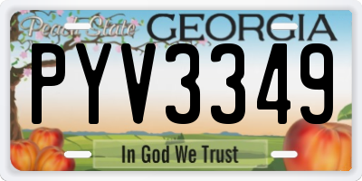 GA license plate PYV3349