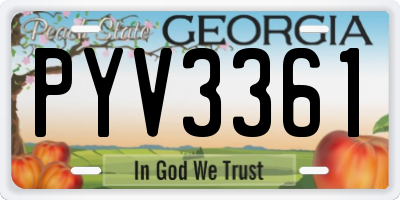 GA license plate PYV3361