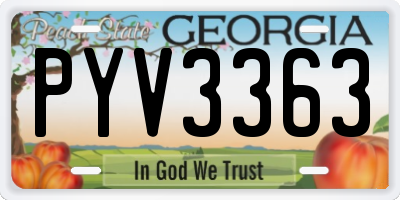 GA license plate PYV3363